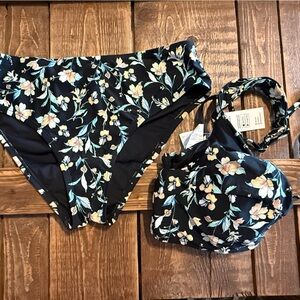 Cupshe Floral Black Bikini Set